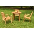 thumbnail image 4 of Grade-A Teak Dining Set: 3 Seater 4 Pc: 36" Round Table And 3 Wave Stacking Arm Chairs Outdoor Patio WholesaleTeak #51WV0704, 4 of 5