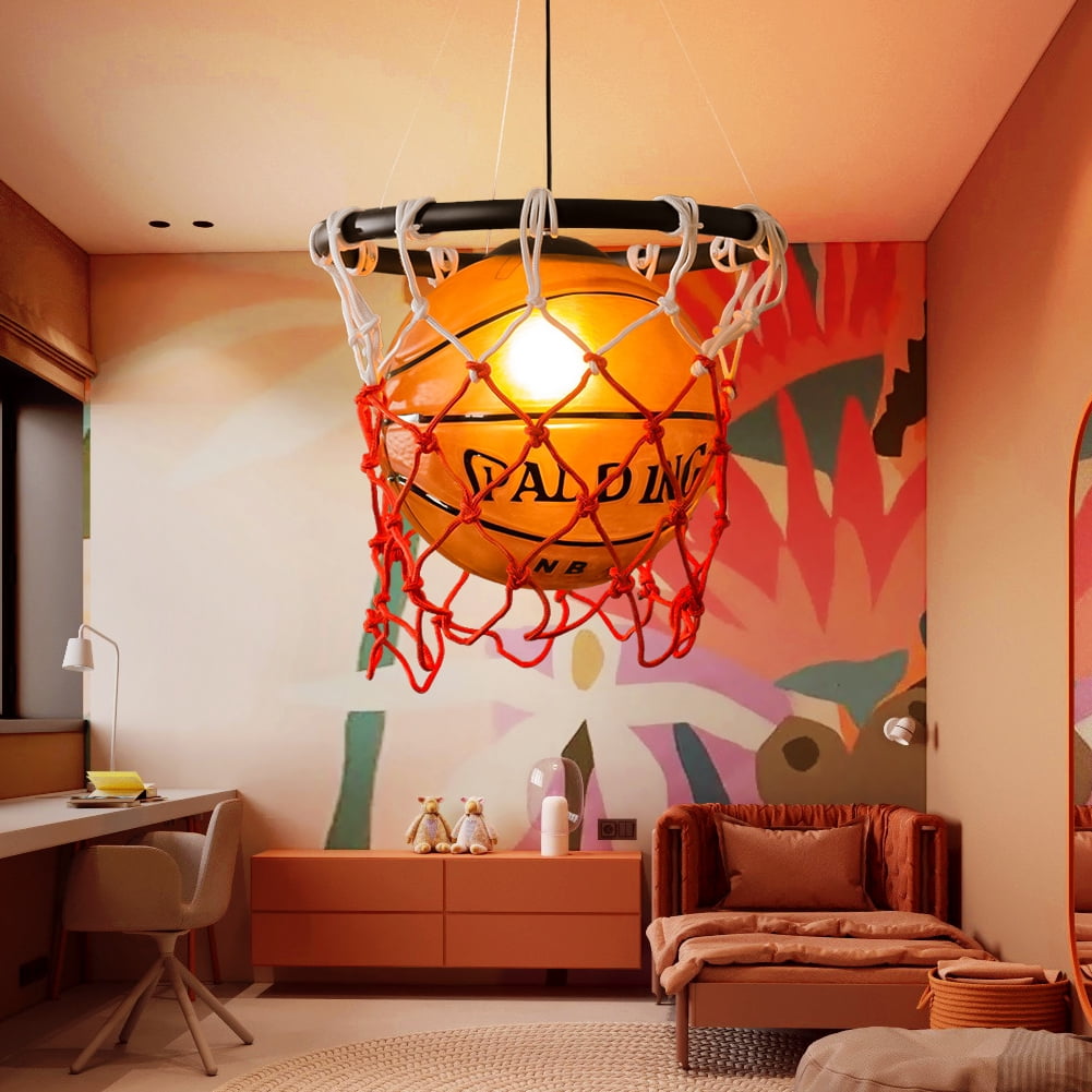FINE MAKER Basketball Pendant Light Glass Industrial Chandelier Sport Ceiling Lighting Fixture Hanging Light for Restaurant Bar Sports Shop