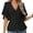 Black, variant on Women Tops V Neck Flying Short Sleeve Single Breasted Shirt Soft Stretchy Waist Design Casual Blouse Party Vacation Office Date Wear