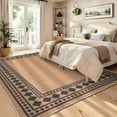 thumbnail image 4 of Haperlare 10'x13' Washable Easy Jute Rugs Modern Bordered Carpet, Geometric Indoor Outdoor Rug Non Slip Low Pile Floor Mat for Living Room Bedroom Patio, Brown, 4 of 8