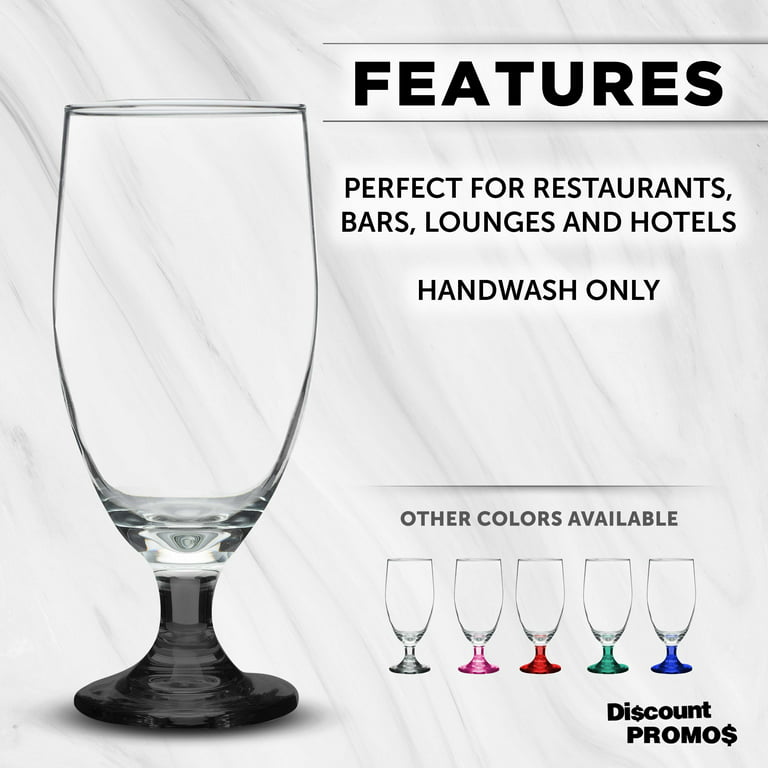 Large Water Goblet Glasses by Toscana, 20 Oz Set of 10, Iced Tea Stemmed  Footed Glass Glassware, Black