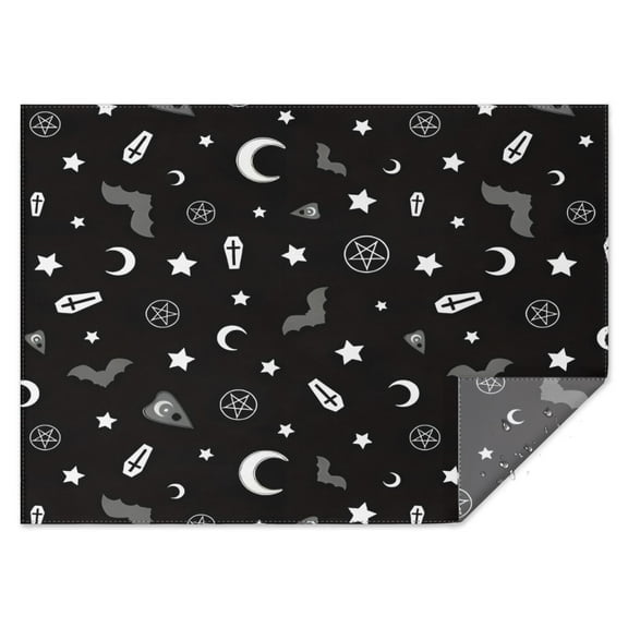 Occult Halloween Pattern Rectangle Tablecloth 60"x84",Waterproof Polyester Rectangle Table Cloth, Wipeable Spillproof Polyester Tablecloth for Dining, Camping, Indoor and Outdoor