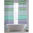 thumbnail image 5 of Purple Green Boho Sheer Curtains 84 Inch Length 2 Panels Set, Vintage Ethnic Tribe Abstract Art Voile Window Treatment Rod Pocket Curtains Sheers Drapes for Bedroom/Living Room/Kitchen 52"x84"x2, 5 of 7