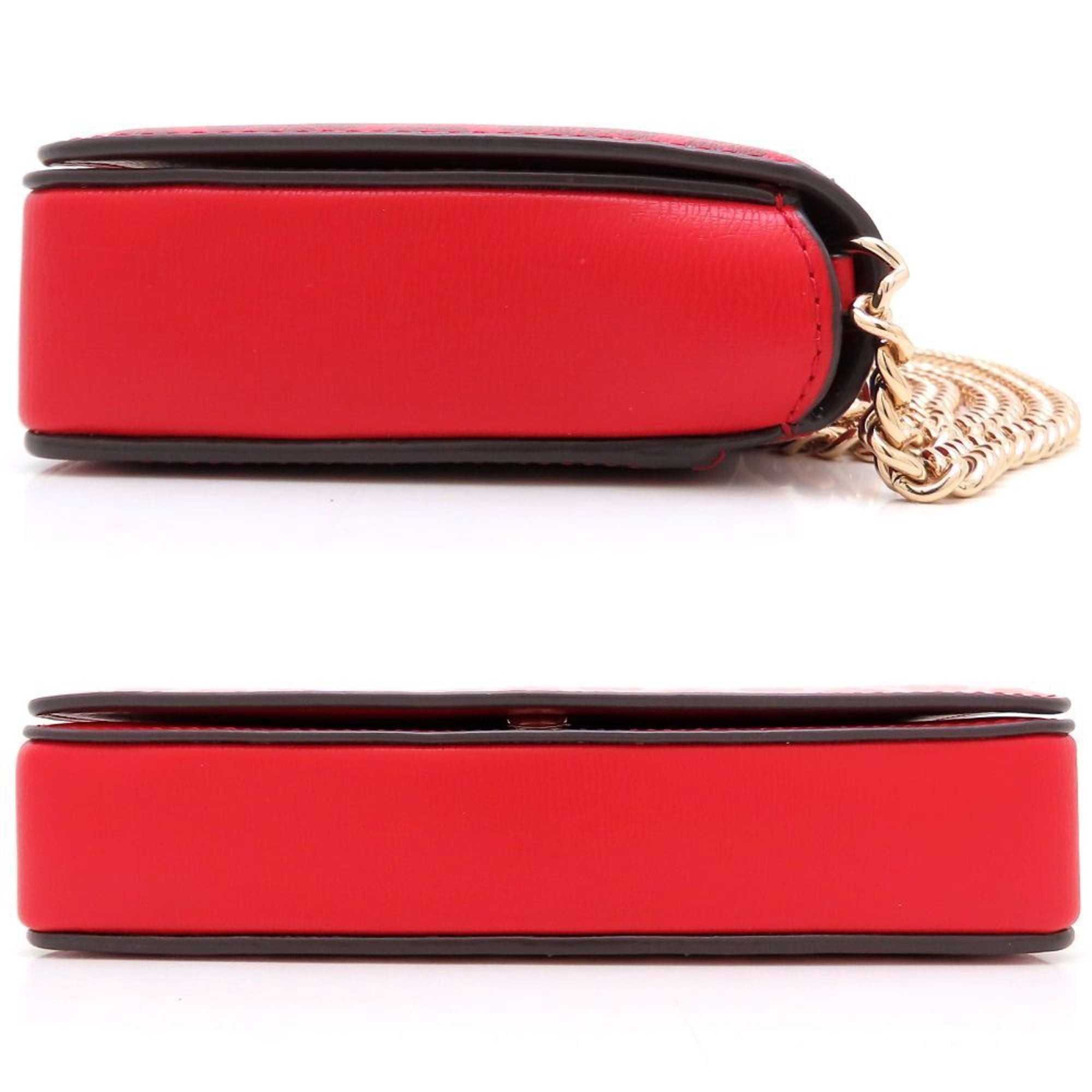 Pre-Owned Kate Spade Tom & Jerry Chain Shoulder Bag PWRU774 Leather Red Women's 352803 (Good)