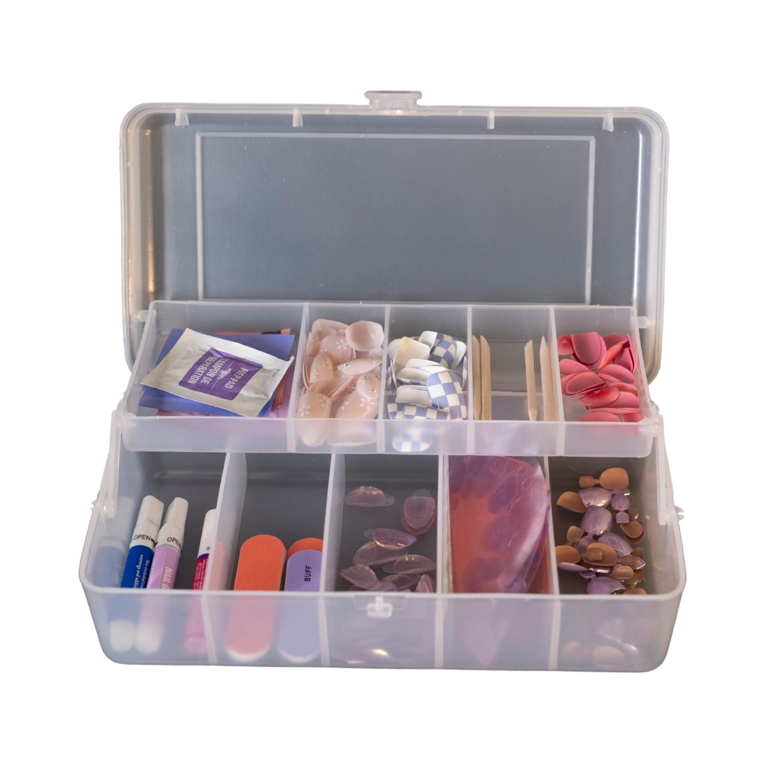 Creative Options Compact Nail Organizer, Clear 2-Tier Tray, Nail Care Accessory Storage