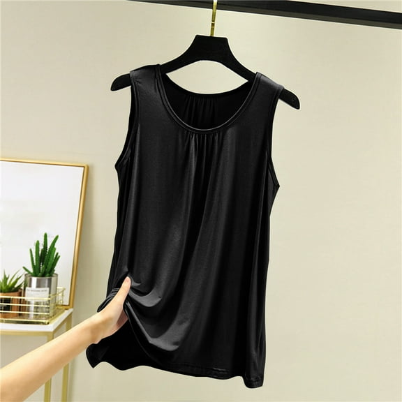 Aboser Women's Sleeveless Tank Tops Plus Size Undershirt Supersoft Modal Basic T Shirt Casual Solid Camisoles Loose Fit Summer Tee Shirts