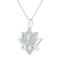 thumbnail image 2 of 1/10 Cttw Natural Diamond Open Lotus Flower Charm Necklace Pendant in 925 Sterling Silver, 2 of 7