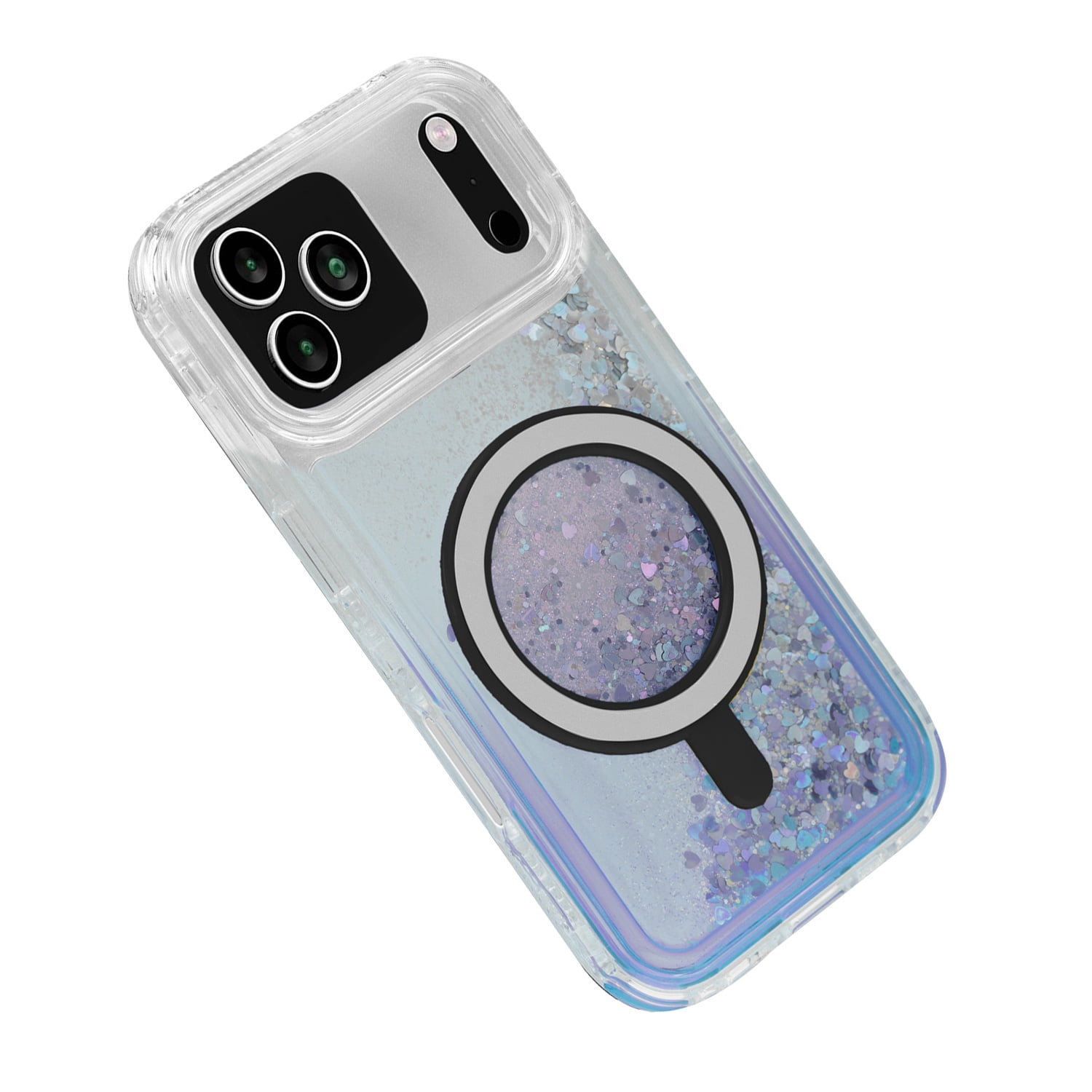 Durable Wireless Charging Protective Glitter Liquid Bumper Case for iPhone 17 Pro Max - Blue