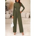 thumbnail image 4 of PRETTYGARDEN Womens Jumpsuit Dressy Casual Spring Fall Fashion One Piece Outfits Long Sleeve Mock Neck Wide Leg Pants Rompers, 4 of 8