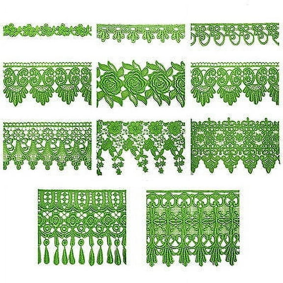 5/8" to 5-1/8" Wide Green Embroidery Venice Lace Trim Sewing Notions by Yard