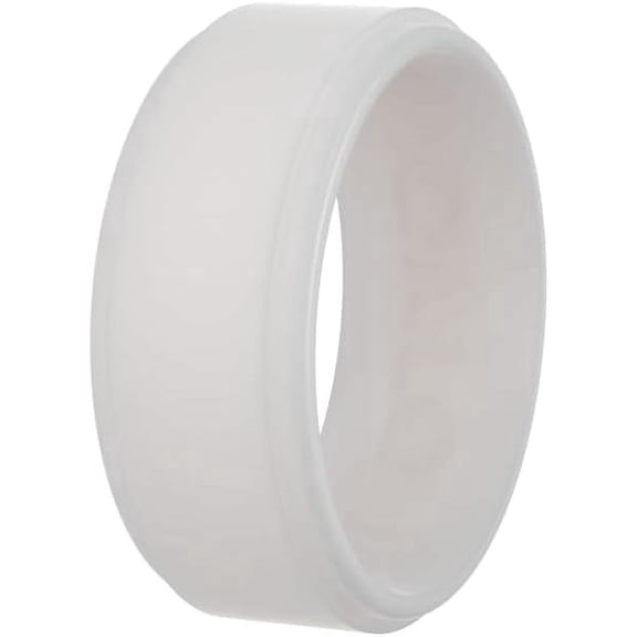 QALO Men's Grey Steel Polished Step Edge Silicone Ring – Durable Wedding Bands with Flexible Comfortable Fit – Skin-Friendly and Lightweight Design – Size 09