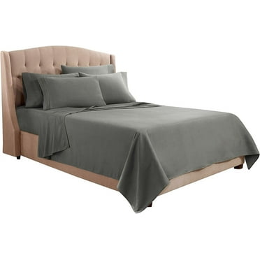 Flex Top King Sheets, 6 Piece Set - Hotel Luxury Sheets for Top Split King Bed, Super Soft Bedding Sheets & Pillowcases, Head Split King Charcoal Gray
