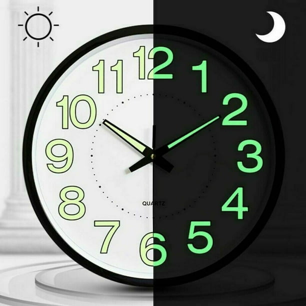 12" Modern Luminous Large Quartz Wall Clock 12 inch Glow In The Dark Bedroom Office Walmart