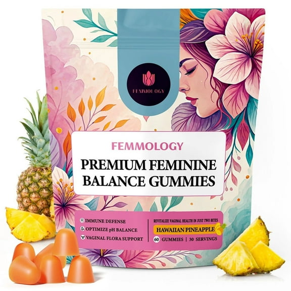 Women Gummies Feminine-Balance Gummy, Flavor Pineapple - Gluten-Free, Sugar-Free, No Artificial Flavors, 60 Count