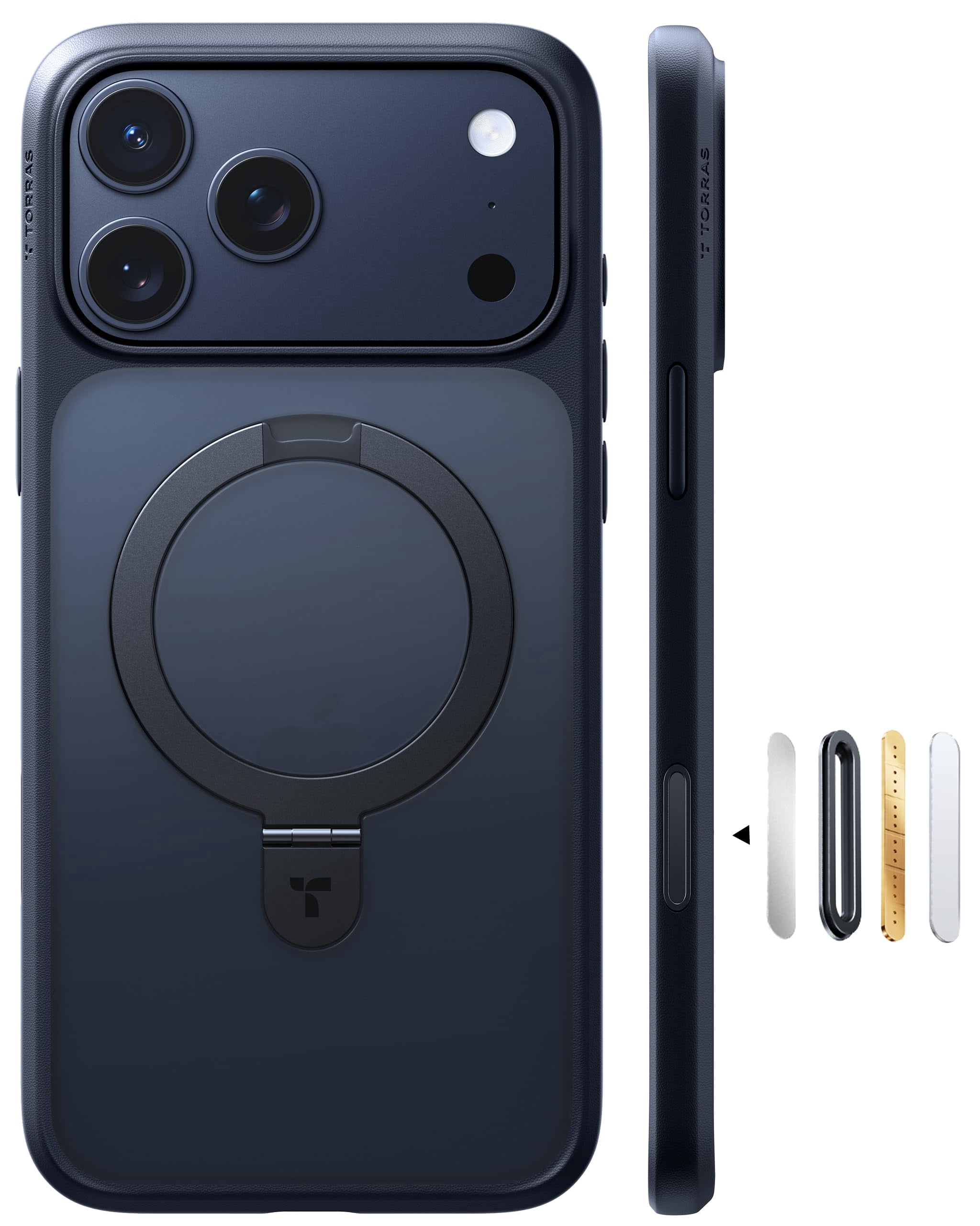 TORRAS, iPhone 17 Pro Max Case, Black, Shockproof with Stand 6.9