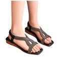 thumbnail image 3 of Bmisegm Ladies Summer Bohemian Style Rhinestone Beach Large Size Slope Heel Sandals Womens Sandals Summer Black 7.5, 3 of 8