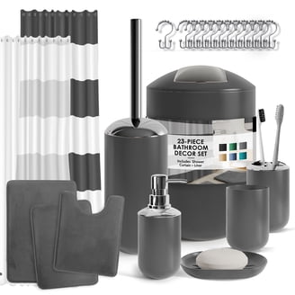 Nestl 20pc Modern & Elegant Bathroom Accessories Set- Black Nestl 20pc Modern & Elegant Bathroom Accessories Set- Black