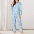 thumbnail image 2 of KLL Cartoon Rabbit Print Women's Long Sleeve Pajamas with Pants Sleepwear Loungewear 2 Set-Medium, 2 of 7
