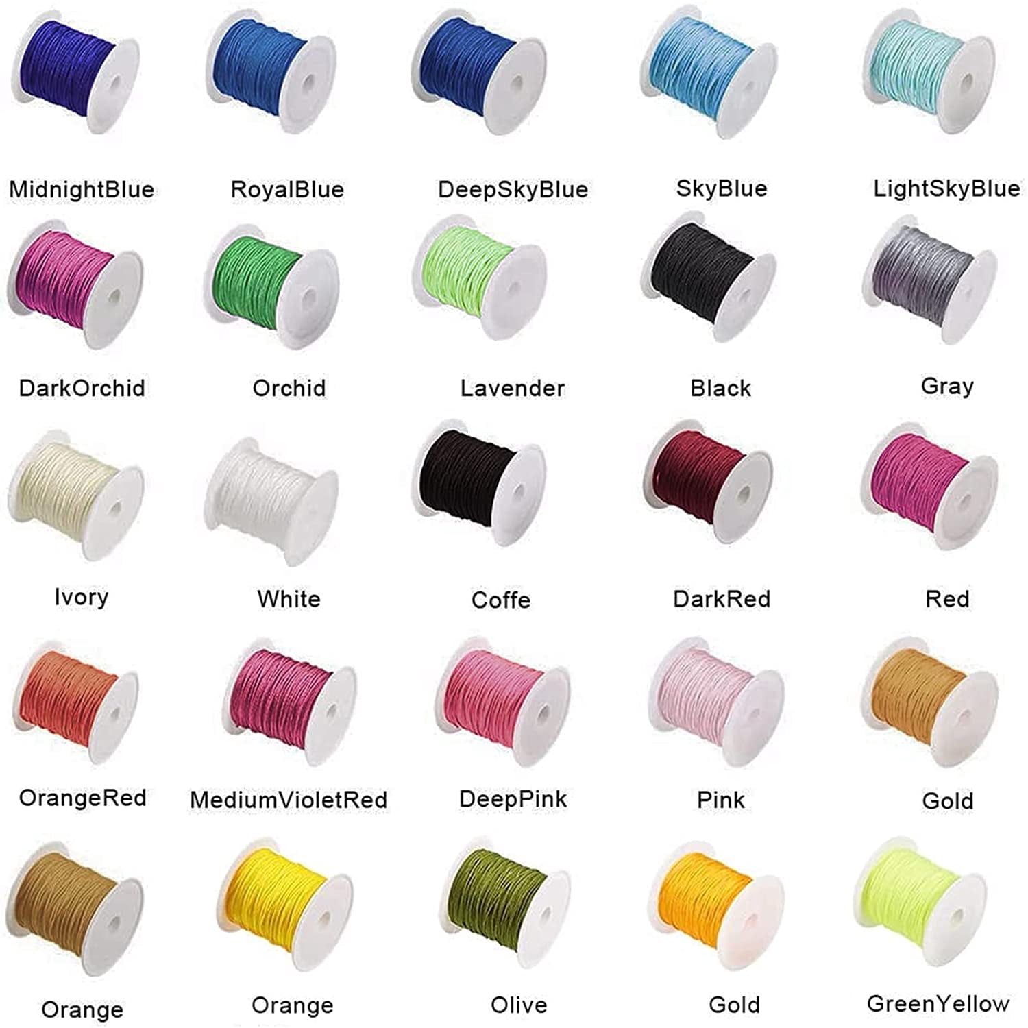 0.8mm Nylon Chinese Knotting Cord 25 Colors Beading String Kumihimo Macrame Thread Cord Blinds String Jewelry Cord for Macrame Friendship Bracelets Christmas Ornament 250 Yards Totally