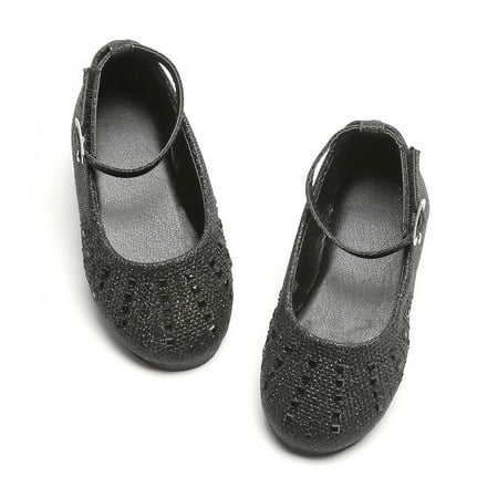 

ESTINE Flower Female Dress Shoes Toddler Girl Mary Jane Flats Black 5M