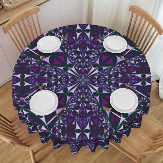 ZNDUO Kaleidoscope Repeat Pattern Round Tablecloth, Anti-fouling and Anti-wrinkle Washable Polyester Table Cloth, 60 inch