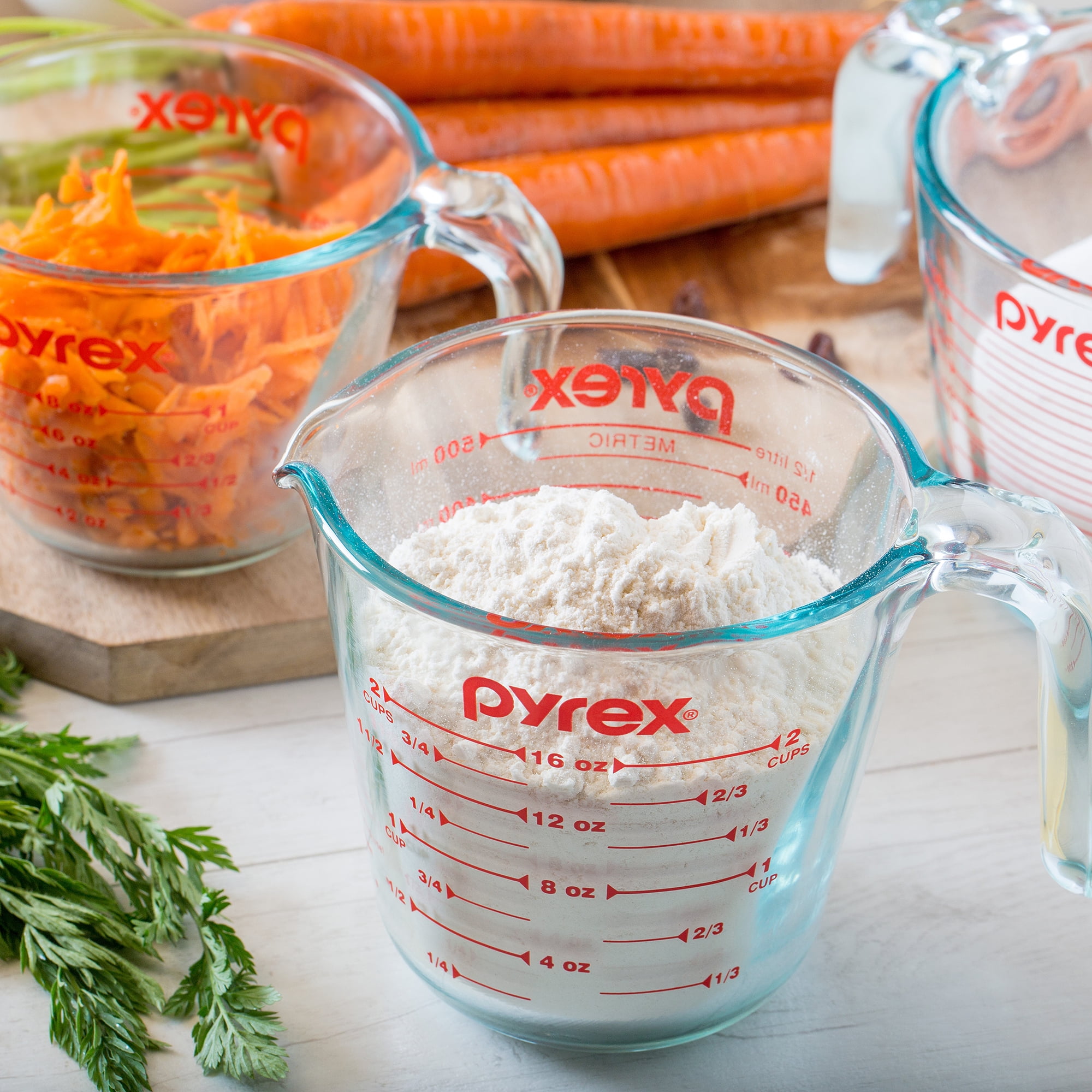 Pyrex Glass Liquid Measuring Cup Set (3-Piece, Microwave and Oven