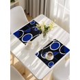 thumbnail image 5 of Black Blue Placemats Set of 6, White Circle Geometric Abstract Texture Placemats for Dining Table, Place Mats for Kitchen Tabletop, Waterproof Wipeable Dining Table Mats Set, 5 of 9