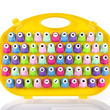 Scrapbooking Hole Punch Scrapbook Paper Punchers - 58pc Hole Punching Set w Case - All Different Crafting Designs ()