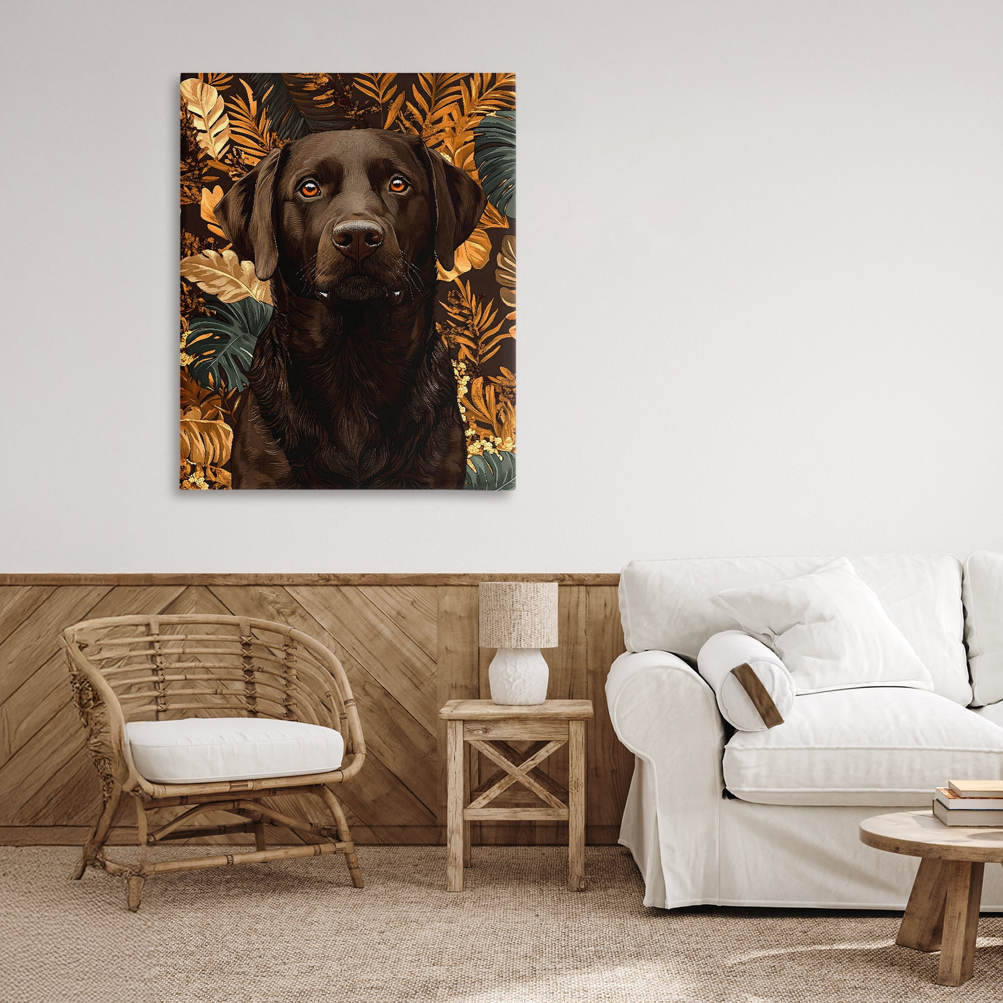 Stupell Industries Labrador with Golden Leaves Canvas Wall Art, design by Creative Studio