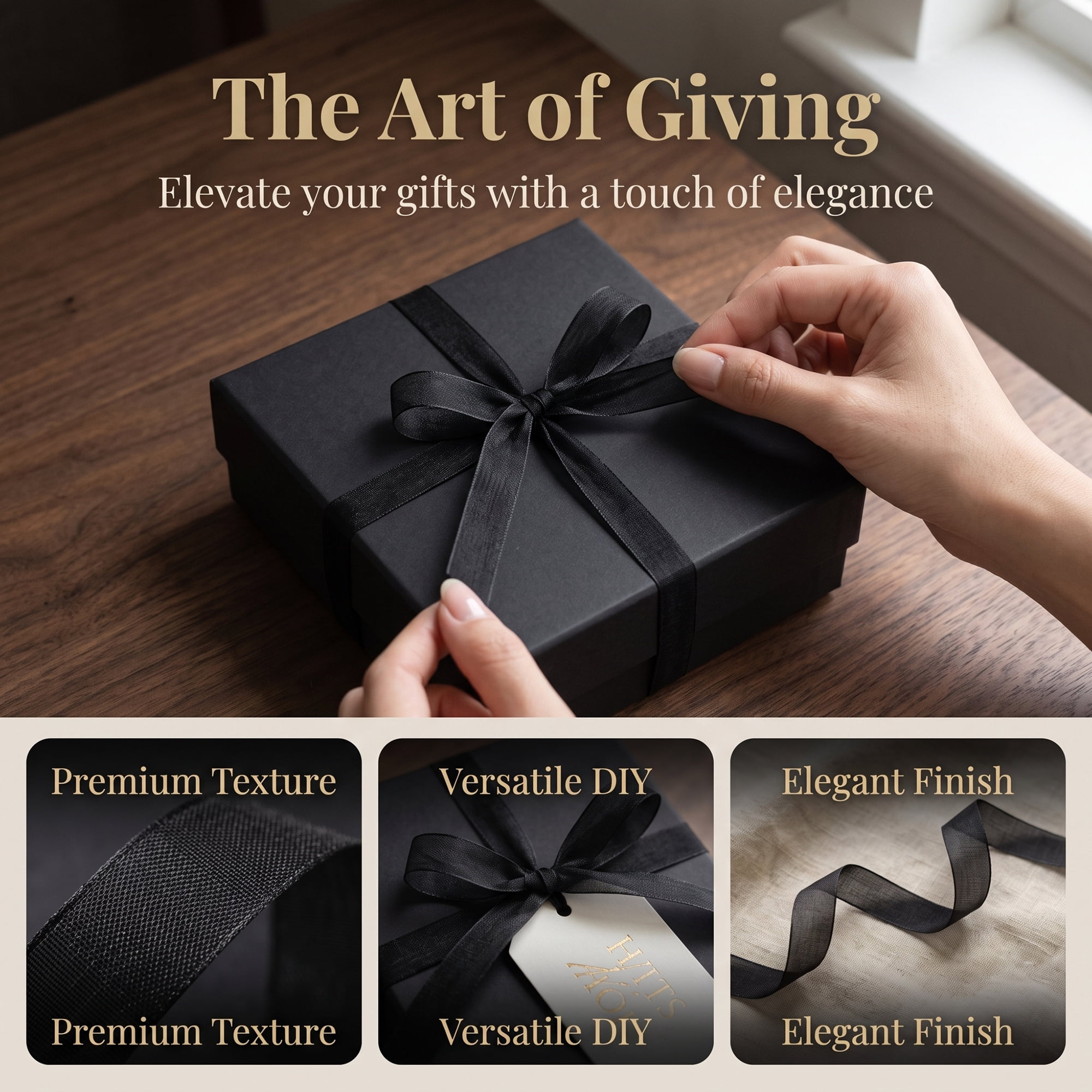 Unique Bargains Elegant Satin Ribbon for Gift Wrapping Black 5.5 Yard