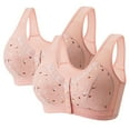 thumbnail image 1 of Kcodviy 2Pc Women's Front Side Women Bra Set and Plus Size Buckle Lace Edge without Support Bras for Women Steel Ring Movement Seamless Large Bras for Women Gathering Adjustment Yoga Sleep Large Bra, 1 of 2