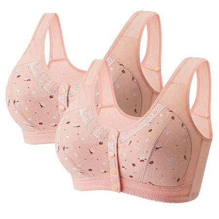 Blphud Bras Women Plus Size Trendy Lingerie for Women Sports Bras for Women Bra 2Pc Women s Front Side Buckle Lace Edge without Steel Ring Adjustment Yoga Sleep Large Bra Pink 42