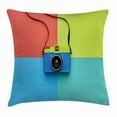 thumbnail image 1 of Pastel Throw Pillow Cushion Cover, Retro Style Fashion Film Camera on Colorful Backdrop Hipster Pop Urban Accessories, Decorative Square Accent Pillow Case, 24 X 24 Inches, Multicolor, by Ambesonne, 1 of 2