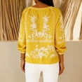 thumbnail image 2 of Womens Boho Linen Tops 3/4 Sleeve Shirt V Neck Floral Printed Beach Travel Outfits for Women Spring Summer (L, Yellow), 2 of 5