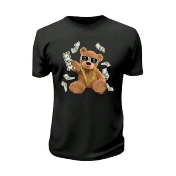 Playera De Oso Millonario Dinero Dolares Billetes Ropa Para Hombre Color Negro Talla Mediana Marca Emil SaEs