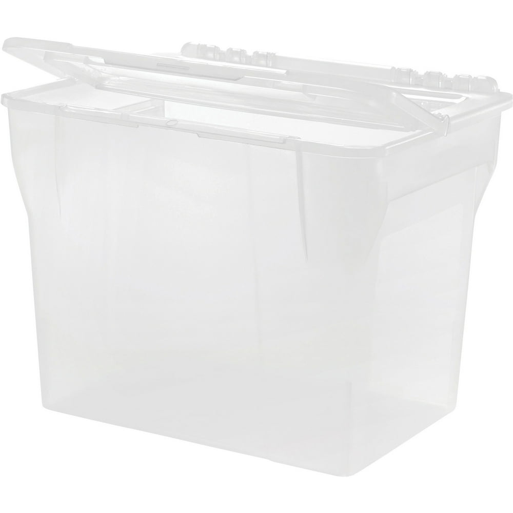IRIS USA, IRS139929, Split Lid Hanging File Tote Box, 1 Each, Clear