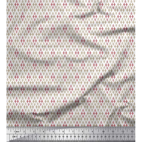 Soimoi Rayon Fabric Diamond & Triangle Small Print Fabric by The Yard 56 Inch Wide
