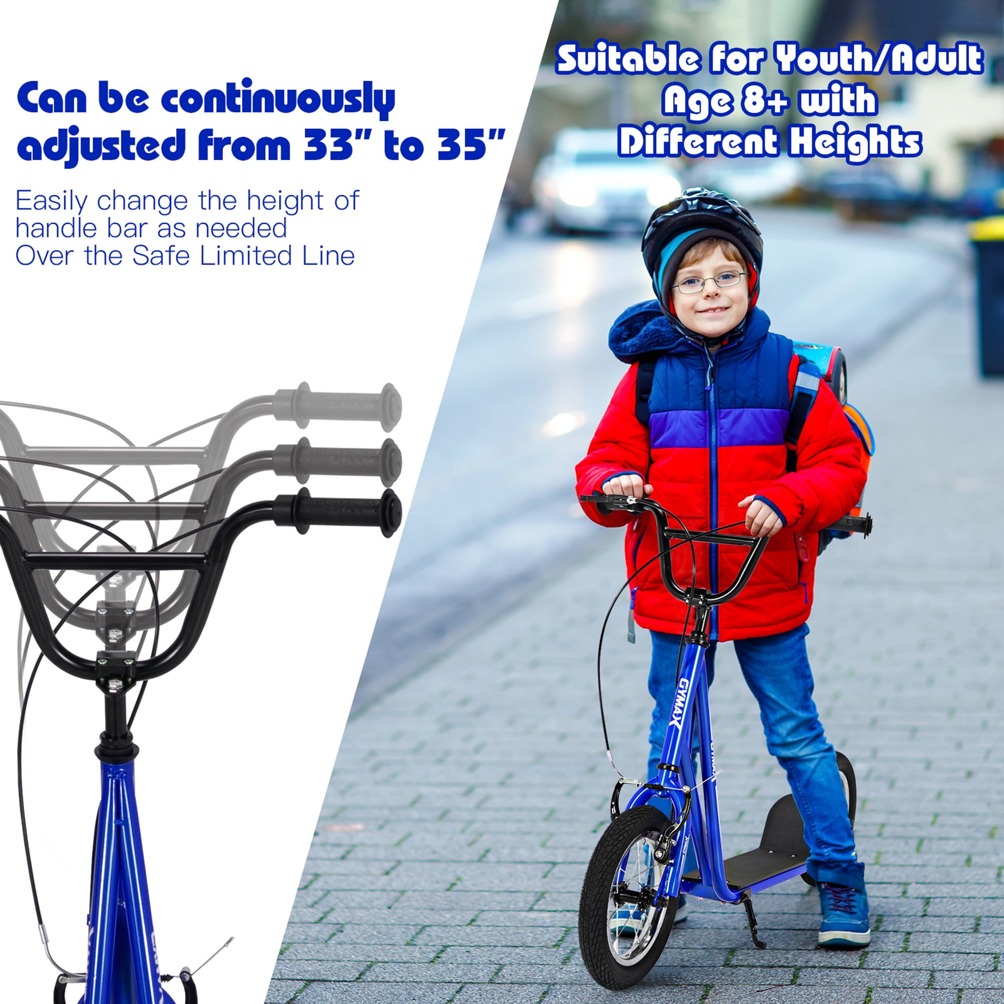 Free Shipping! Gymax Youth Kick Scooter Carbon Steel Frame 12 In