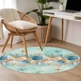 thumbnail image 4 of Round Area Rug 3 Ft, Beach Coastal Teal Washable Non-Slip Circle Carpet for Living Room/Bedroom, Nautical Shell Starfish Coral Summer Low-Profile Small Floor Mats Collection Rugs for Indoor, 4 of 8
