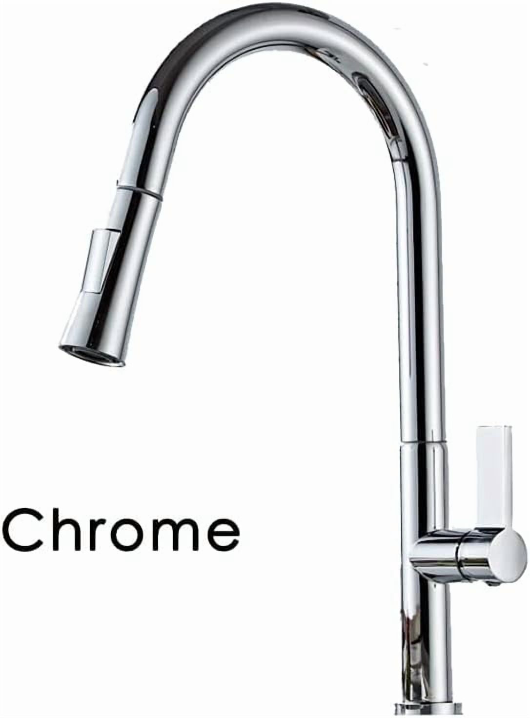 Kitchen Sink Faucet for Bar Farmhouse Commercial, Single Handle Pull Out Kitchen Tap, Swivel Degree Water Mixer Tap, Chrome Spring Button Nozzle Kitchen Faucets