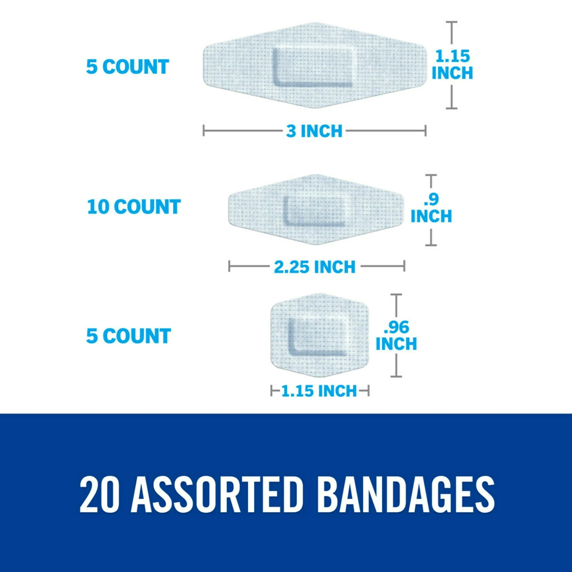 Nexcare Sensitive Skin White Adhesive Bandage Sterile 7/8 X 1-1/4 Inch / 1-1/8 X 3 Inch / 15/16 X 1-1/8 Inch 480 per Box