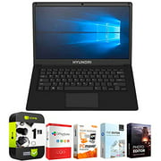 HYUNDAI L14WB2BK Thinnote-A 14.1" Intel Celeron Apollo Lake N3350 4GB/64GB Laptop, Black Bundle w/Elite Suite 18 Software + 1 Year Protection Warranty