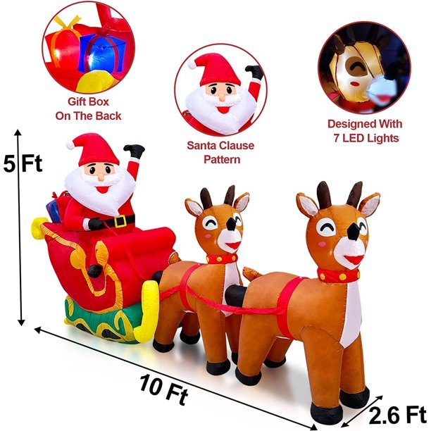 TURNMEON 10 Foot Long Giant Christmas Inflatable Outdoor