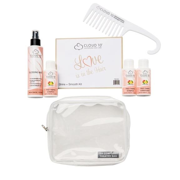 Cloud 10 Shine   Smooth (Travel Kit) - Cruelty Free, Wide Tooth Detangler Comb & TSA Compliant Carrying Case