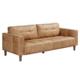 thumbnail image 5 of IdealHouse 3-Seater Sofa Couch, 83" Wide Faux Leather Sofa Couch with Spring Cushion, Modern Sofa with Deep Seats and 2 Removable Back Cushions, for Living Room, Bedroom, Apartment, Office, Brown, 5 of 12
