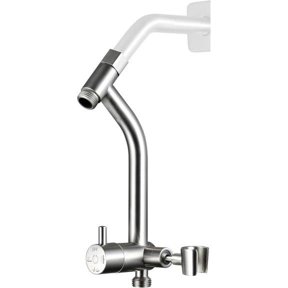 Metal Shower Diverter with Low Handheld Holder, 3-Way Diverter Valve with Pause Mode for Handheld and Fixed Shower Head, 4-Settings Universal Bathing System Replacement Part(Brushed Nickel)