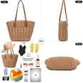 thumbnail image 3 of Straw Beach Bags for Women Woven Beach Tote Bag Casual Boho Large Shoulder Handbags Purse for Vacation Holiday, 3 of 7