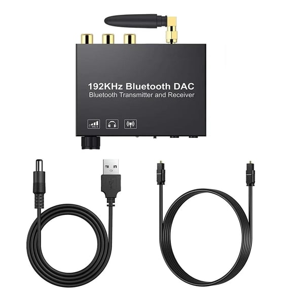 KSRplayer Adaptador de Audio Bluetooth de 192kHz, Transmisor y Receptor Inalámbricos con Convertidor Digital Óptico y Coaxial a Analógico RCA/3.5mm para TV y Audio para el Hogar