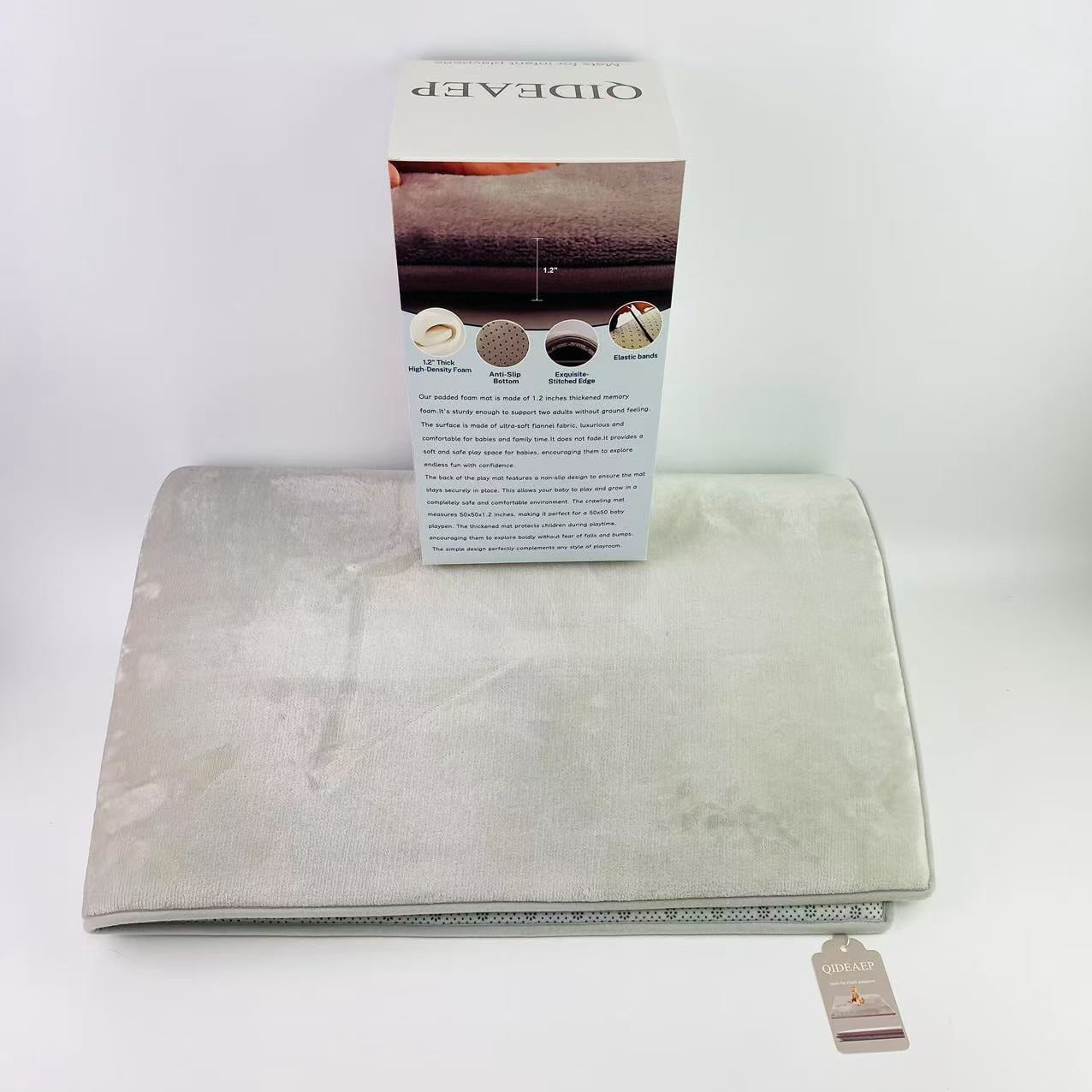 QIDEAEP Mats for infant playpens,50 x 50 Playpen Mat,Tummy Time Foam Mat,Ultra Soft Support & Plush Feel,Grey