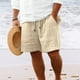 thumbnail image 2 of Pantalones cortos de playa a rayas con múltiples bolsillos para hombre - Mezcla de algodón y poliéster, cintura con cordón, bañador informal de verano, 2 of 8